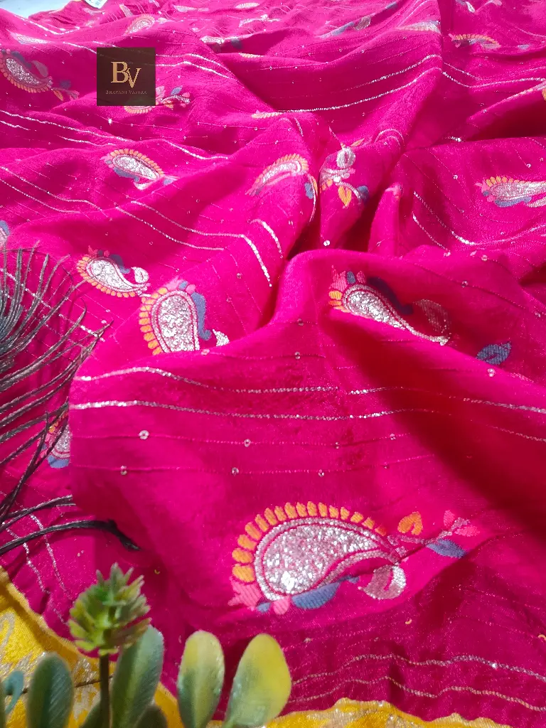 BV Special Magenta Chinnon Silk Saree