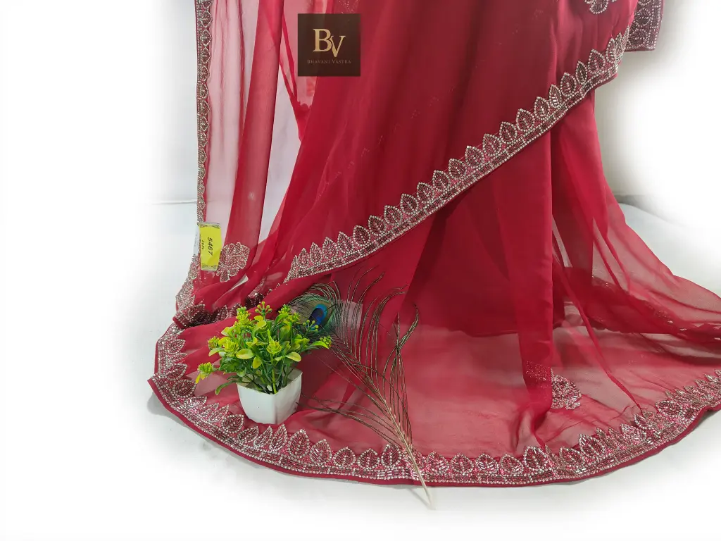 BV Karwachauth Special Pure Georgette Saree with Buta work