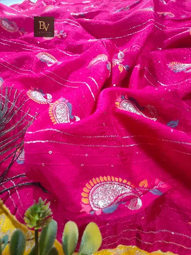 BV Special Magenta Chinnon Silk Saree